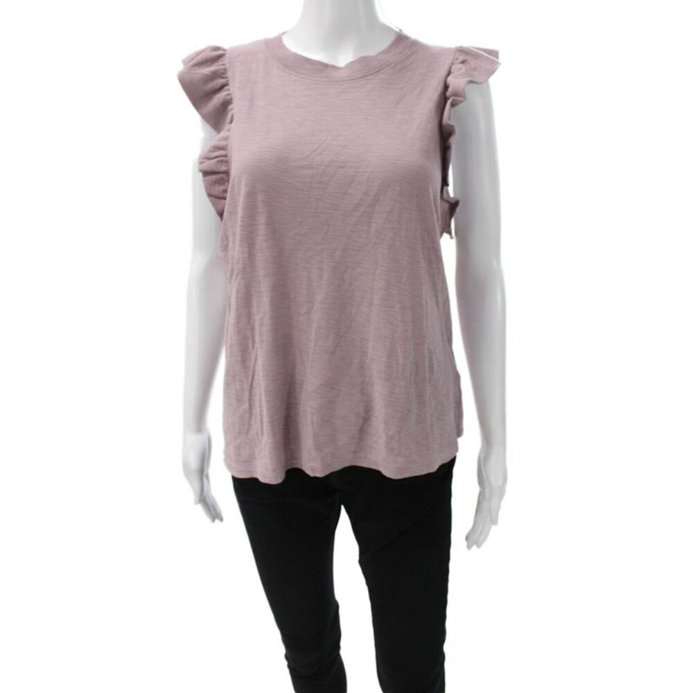 Nation LTD Women Basic Purple Sleeveless Cotton Round Neck T-Shirt Size M